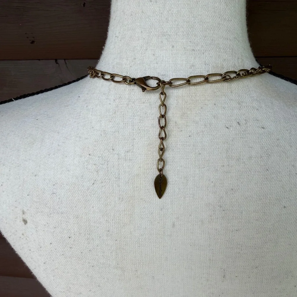 Coldwater Creek Vtg Style Antique Brass Multi Strand Layered Statement Necklace
